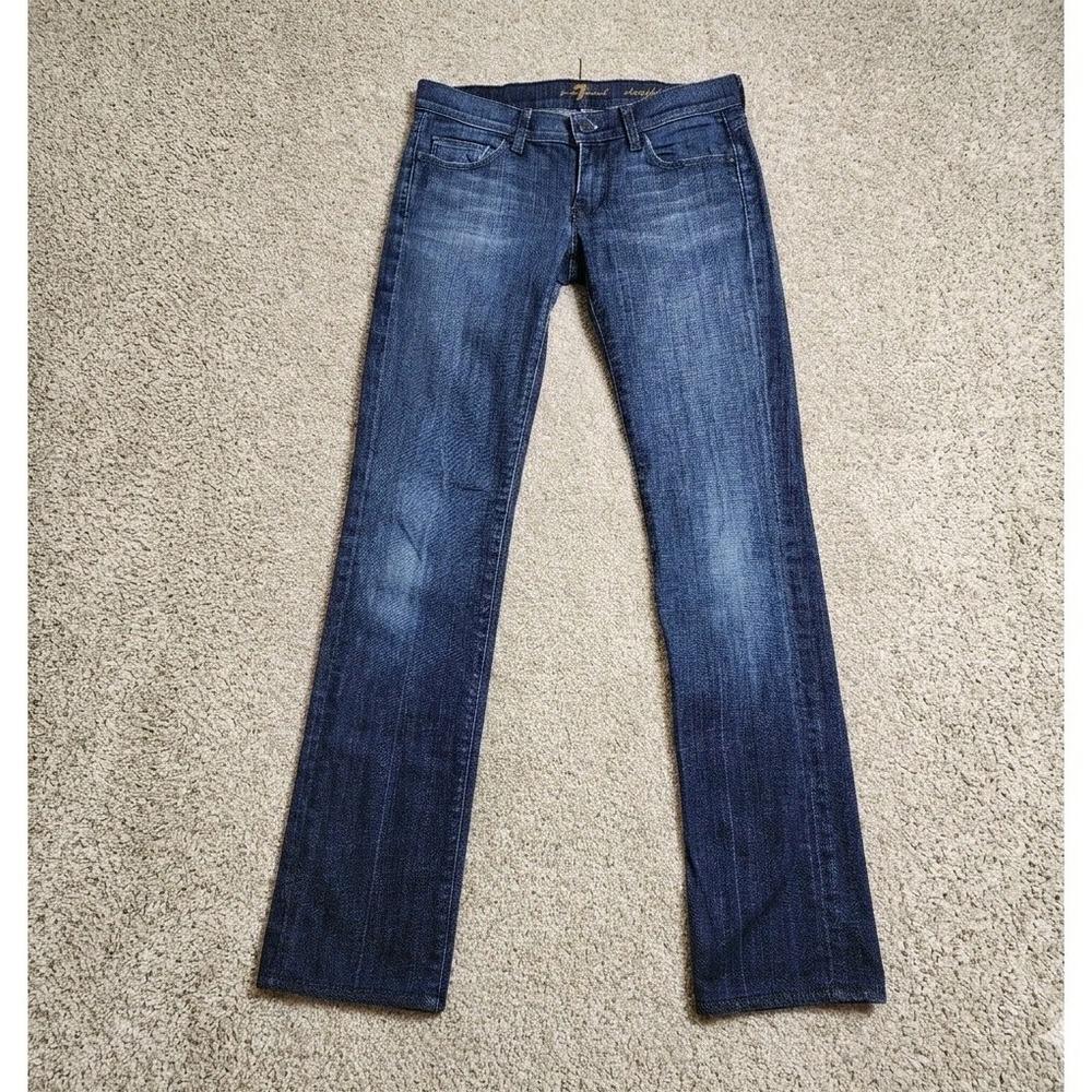 7 For All Mankind Size 27 Straight Leg Low Rise Jeans 30" Waist Y2K Dark Wash